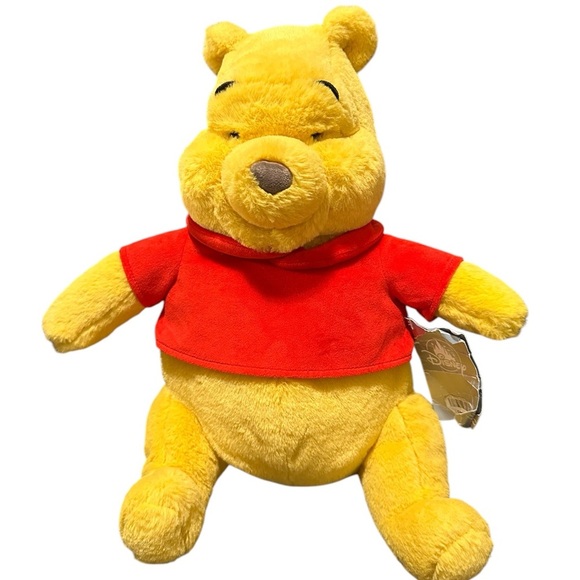 Disney Store Winnie The Pooh Plush Stuffed Animal Red Shirt - Picture 1 of 2